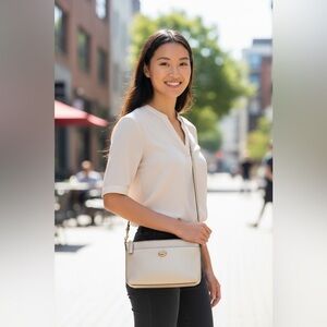 Coach Polly Pebble Gold Crossbody Bag with Turnlock Closure